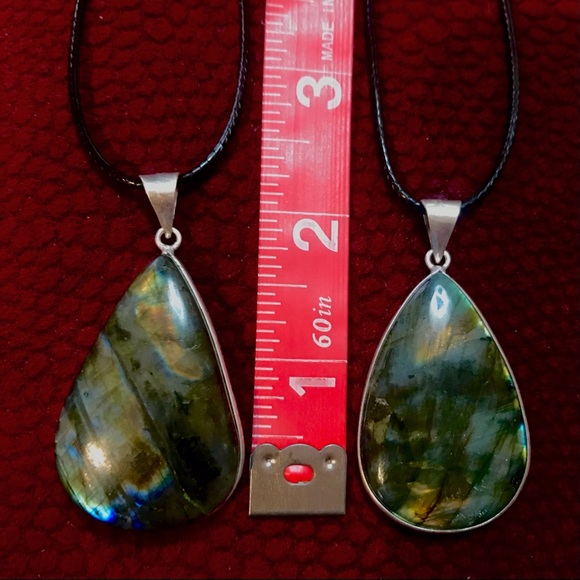 Flash Fire Labradorite Teardrop Pendant 1 - Picture 2 of 2